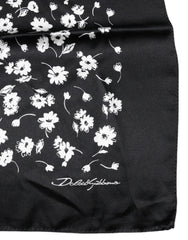 Dolce & Gabbana Black Floral Silk Square Wrap Shawl Scarf - Scarves & Shawls