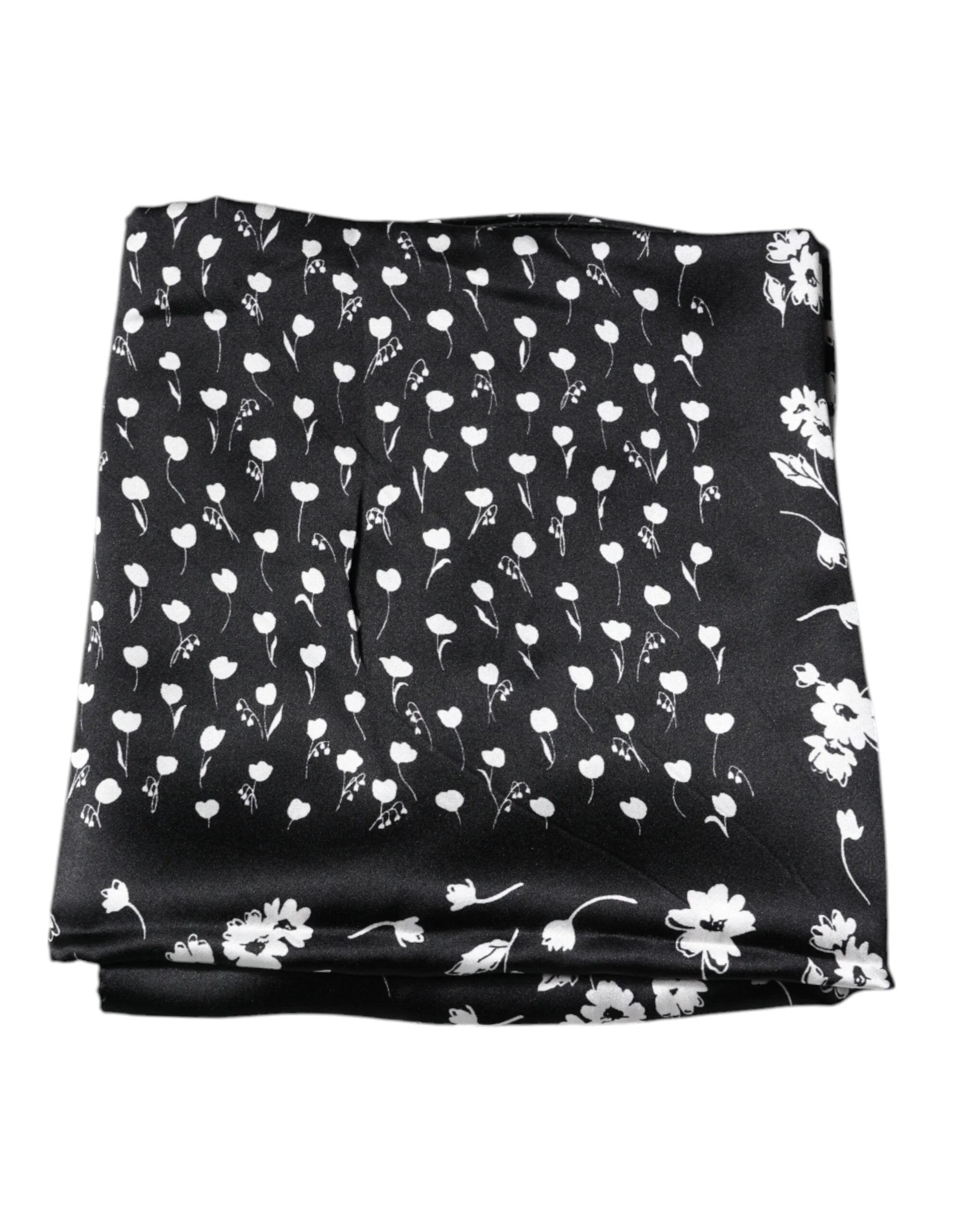Dolce & Gabbana Black Floral Silk Square Wrap Shawl Scarf - Scarves & Shawls