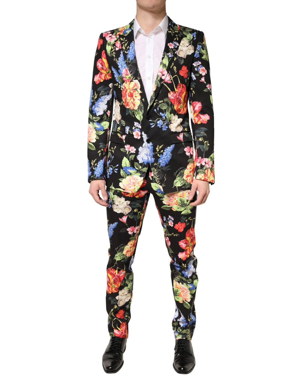 Dolce & Gabbana Black Floral Single Breasted MARTINI 2 Piece Suit - IT48 | M