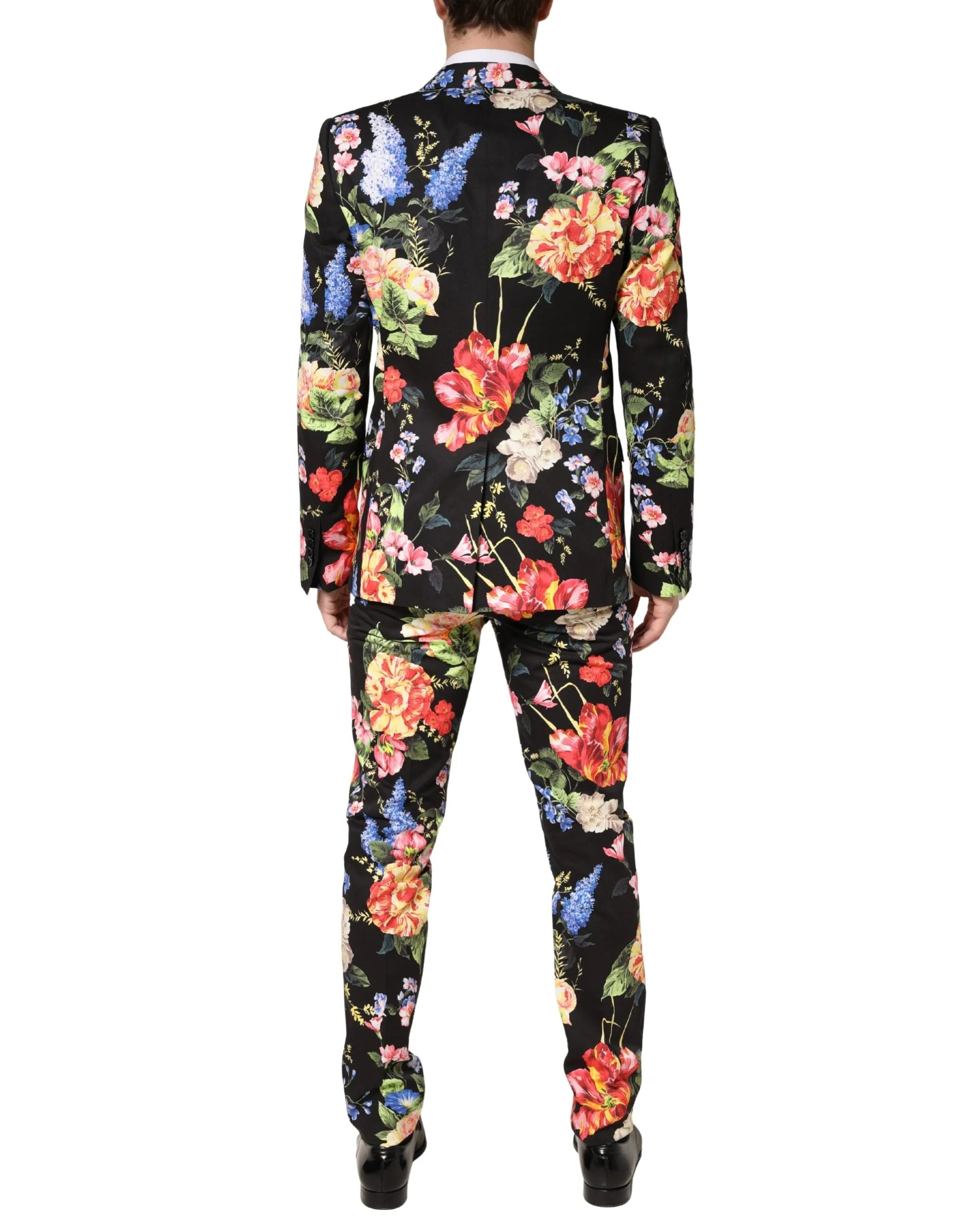 Dolce & Gabbana Black Floral Single Breasted MARTINI 2 Piece Suit - IT48 | M