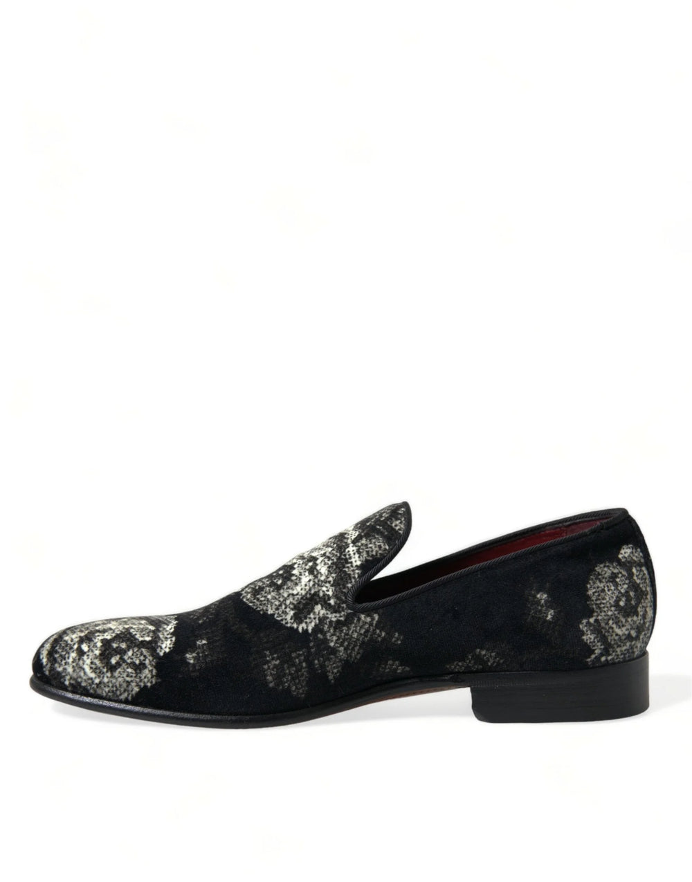 Dolce & Gabbana Black Floral Slippers Men Loafers Dress Shoes - EU39/US6