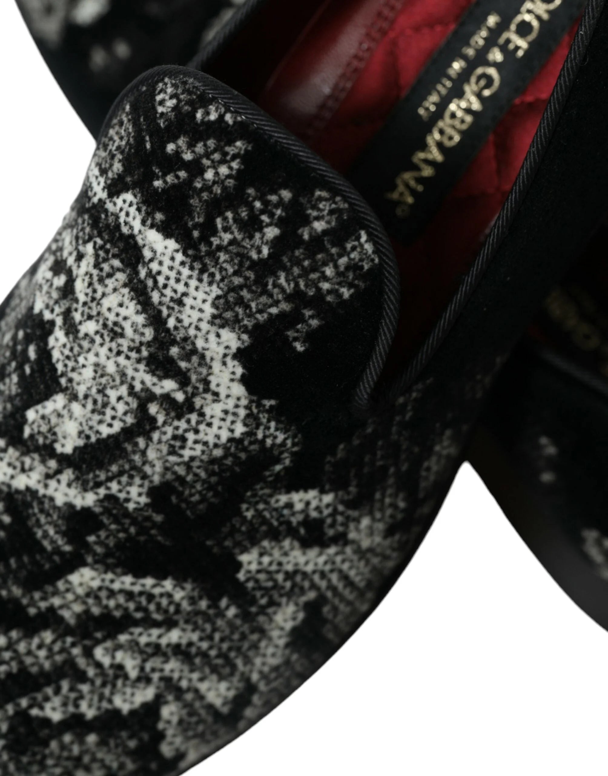 Dolce & Gabbana Black Floral Slippers Men Loafers Dress Shoes - EU39/US6