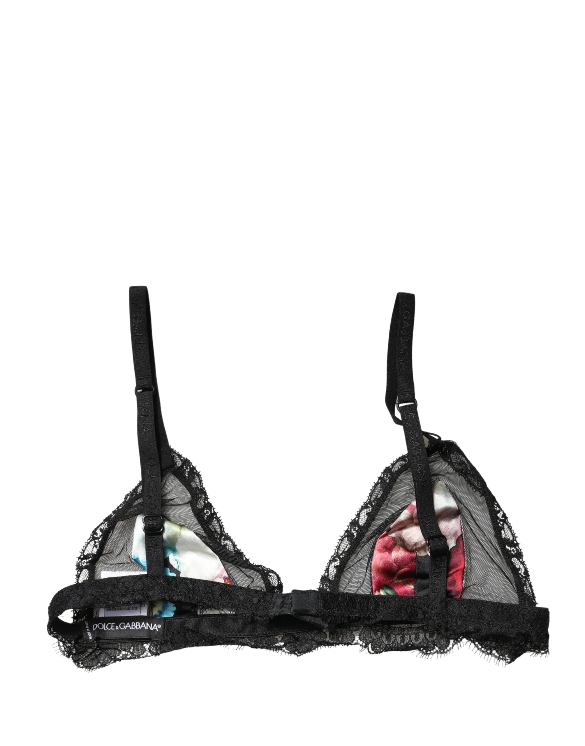 Dolce & Gabbana Zwarte bloemenprint soft cup triangle BH lingerie - IT2 | S