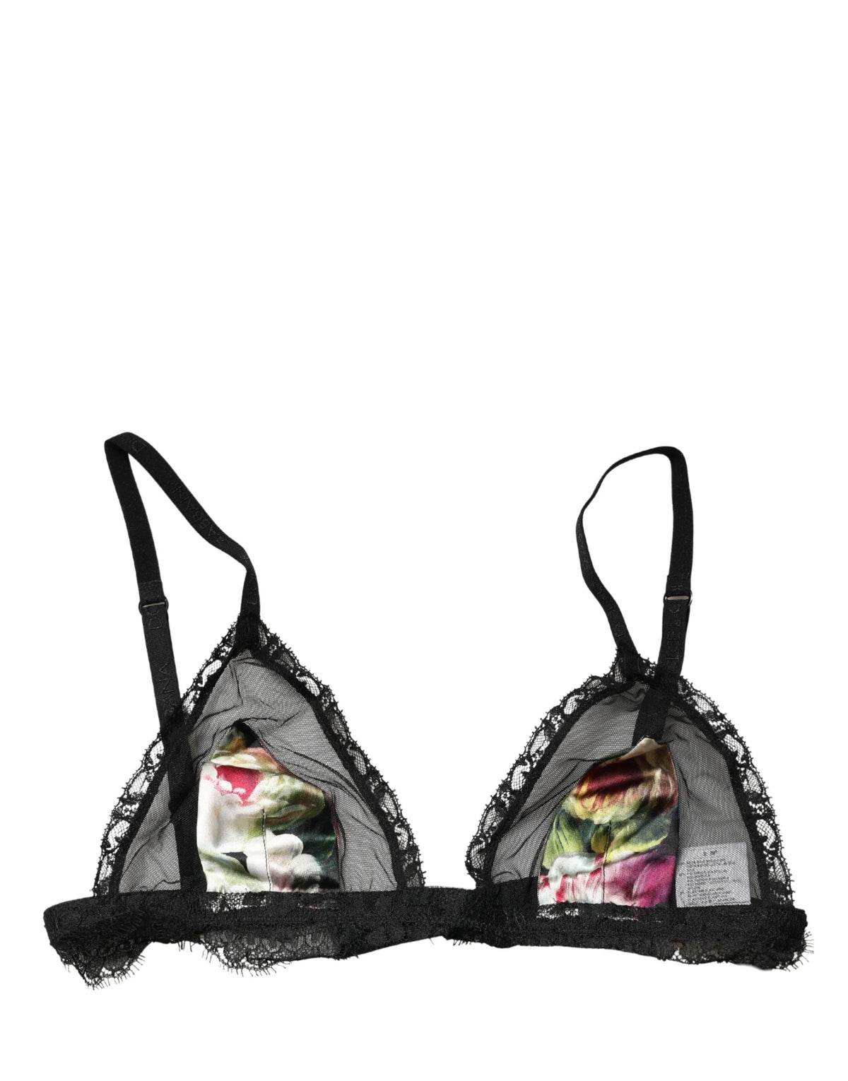 Dolce & Gabbana Zwarte bloemenprint soft cup triangle BH lingerie - IT2 | S