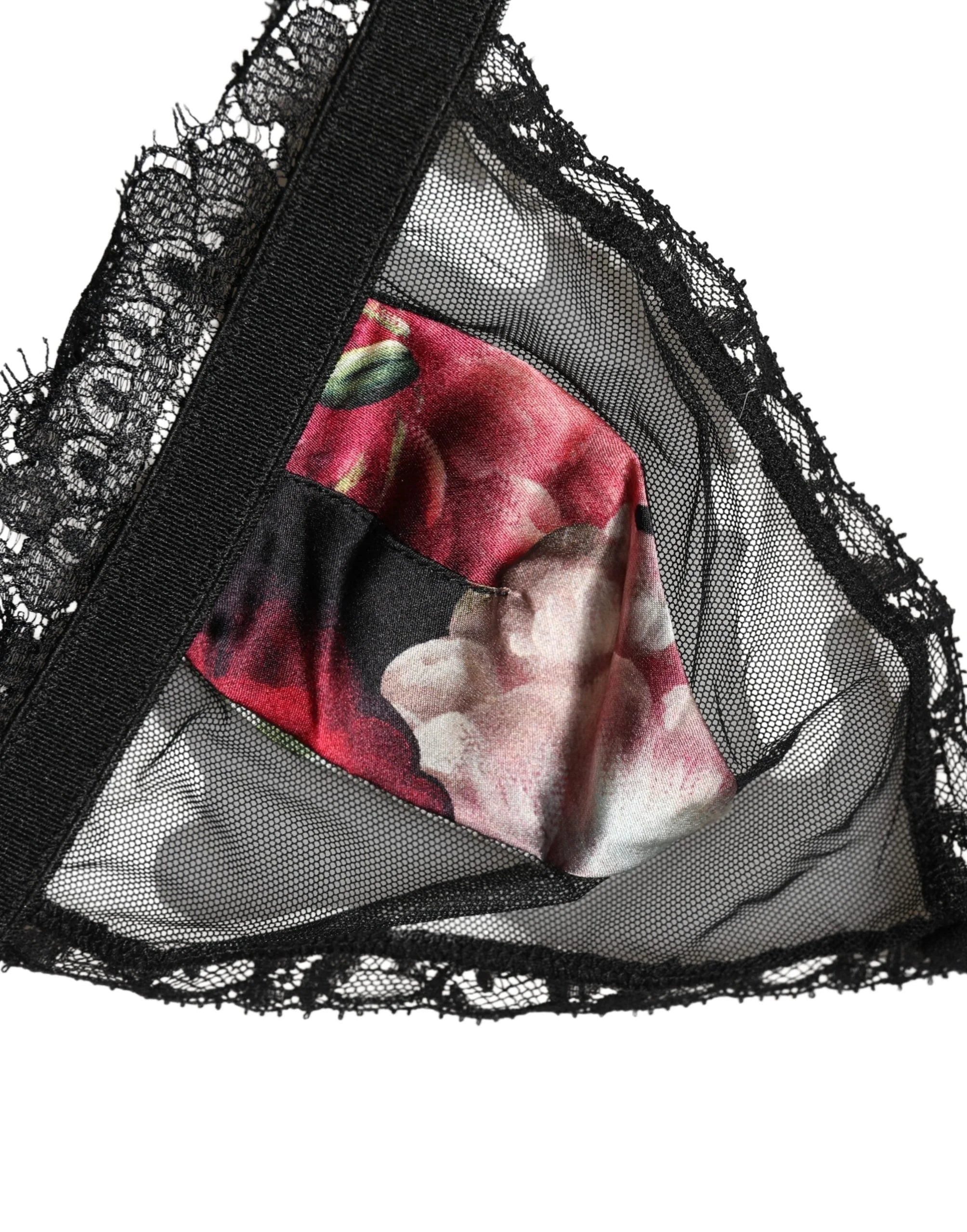 Dolce & Gabbana Zwarte bloemenprint soft cup triangle BH lingerie - IT2 | S