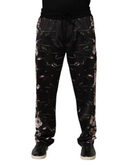 Dolce & Gabbana Black Floral Straight-Leg Chino Trouser Pants