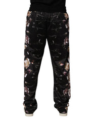 Dolce & Gabbana Black Floral Straight-Leg Chino Trouser Pants