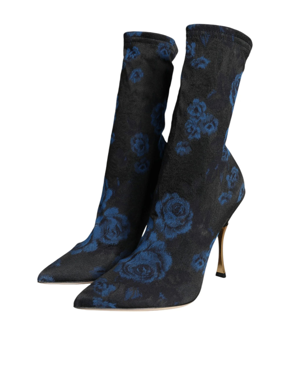 Dolce & Gabbana Black Floral Stretch Mid Calf Boots Shoes - EU38/US7.5 - Boots