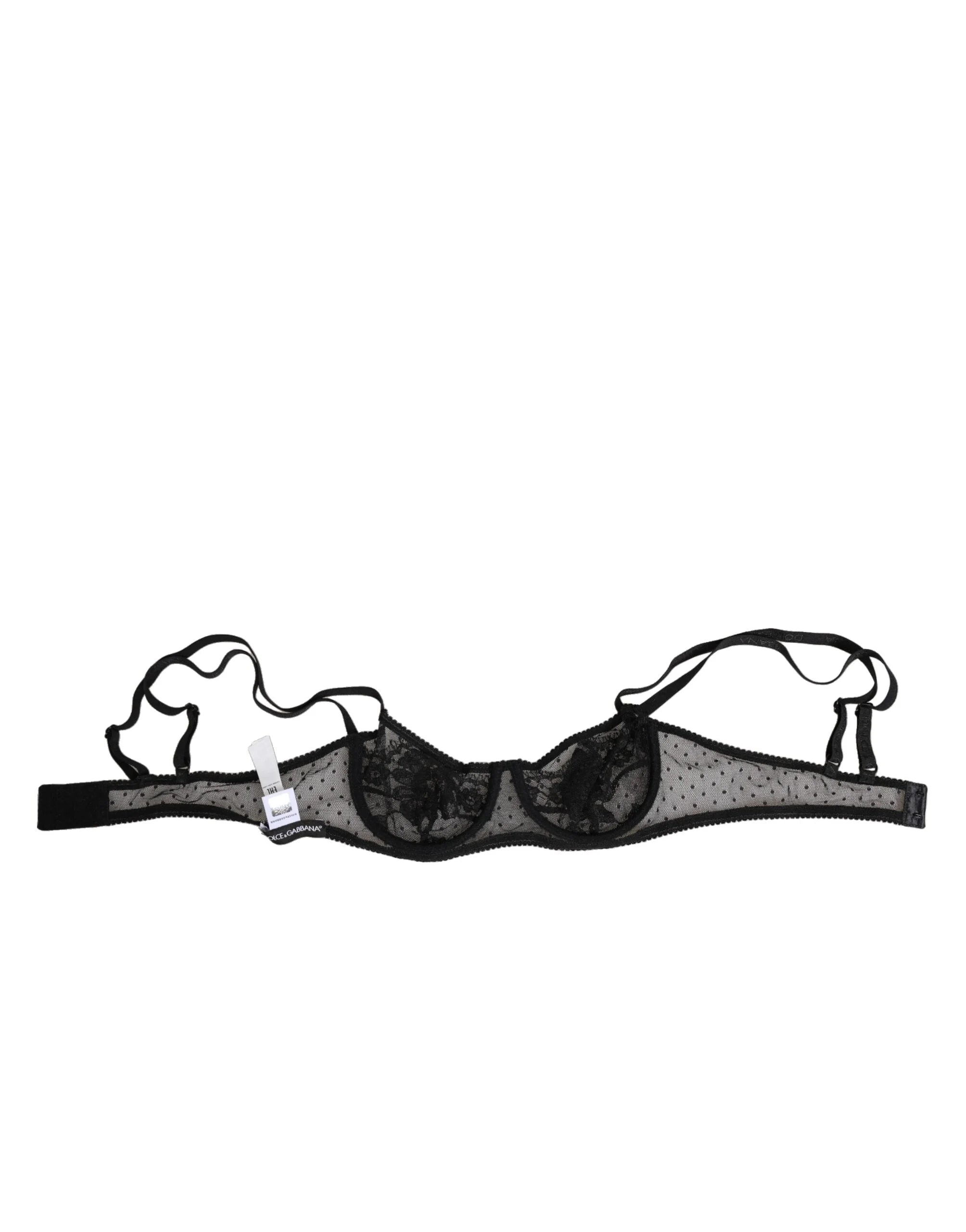 Dolce & Gabbana Black Floral Underwired Balconette Bra Underwear - IT2 | S - Bras