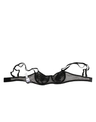 Dolce & Gabbana Black Floral Underwired Balconette Bra Underwear - IT2 | S - Bras