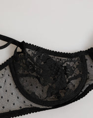 Dolce & Gabbana Black Floral Underwired Balconette Bra Underwear - IT2 | S - Bras