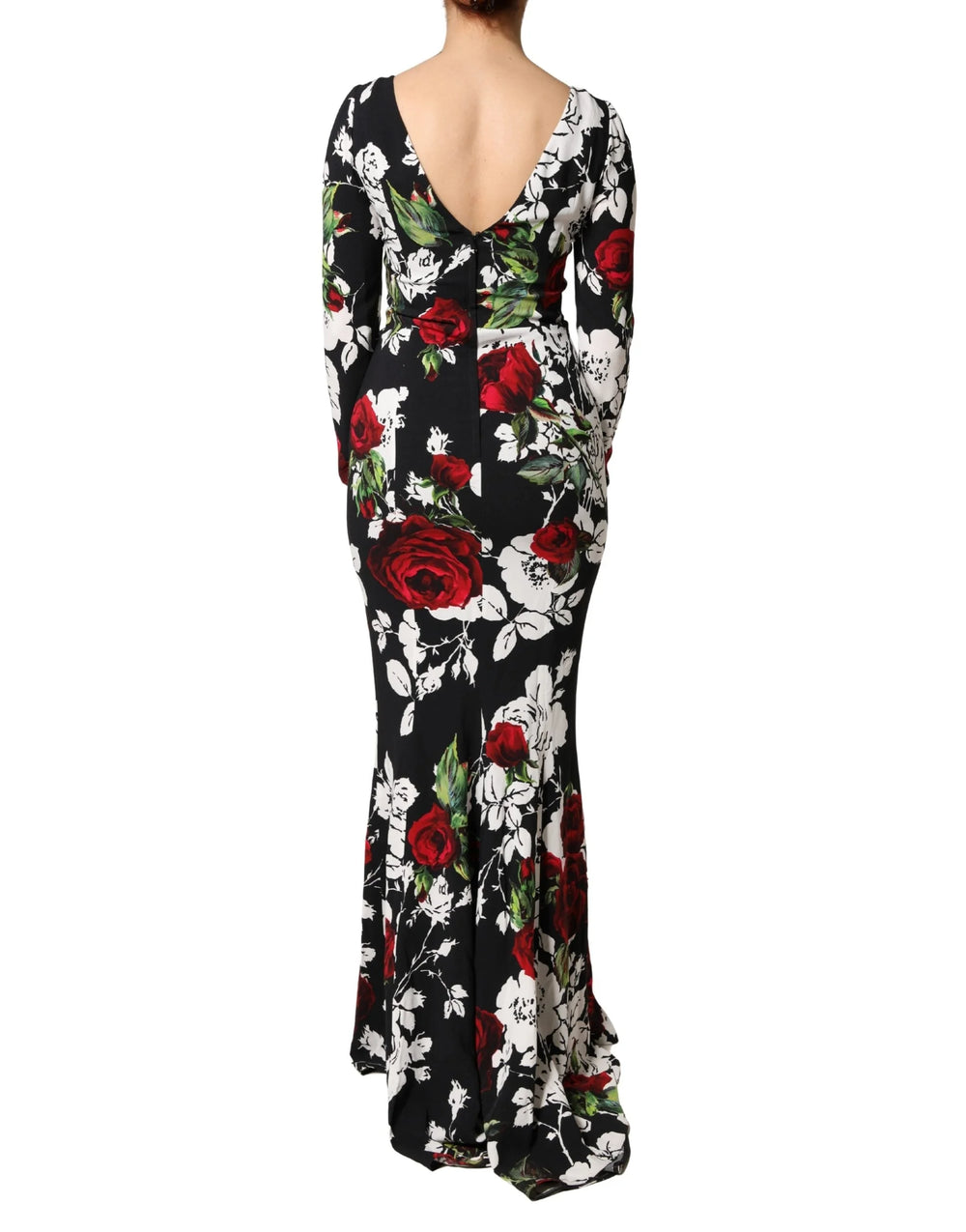 Dolce & Gabbana Black Floral Viscose Bodycon Long Gown Dress - IT42|M