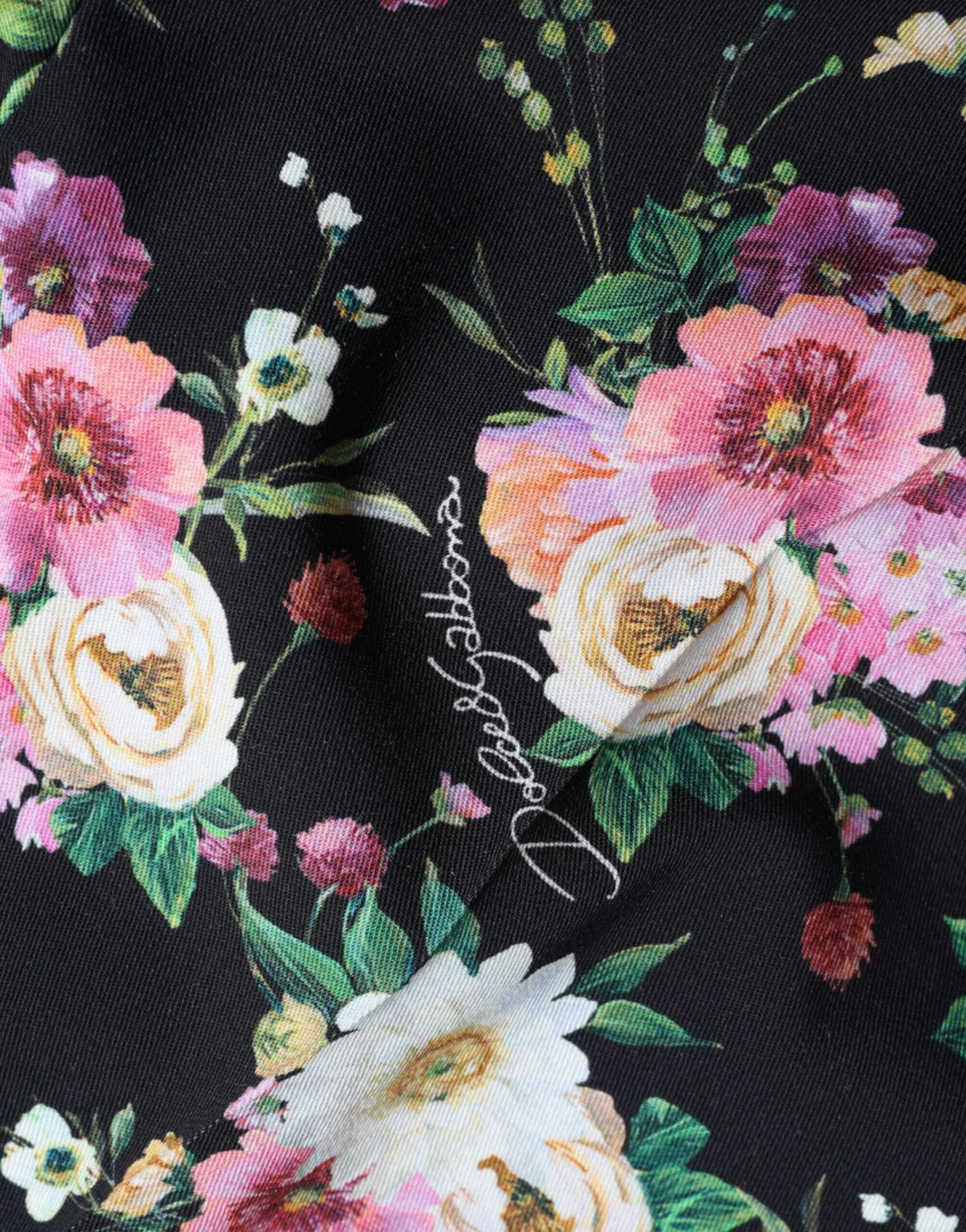 Dolce & Gabbana Black Floral Wool High Waist Wide Leg Pants - IT40|S - Trousers