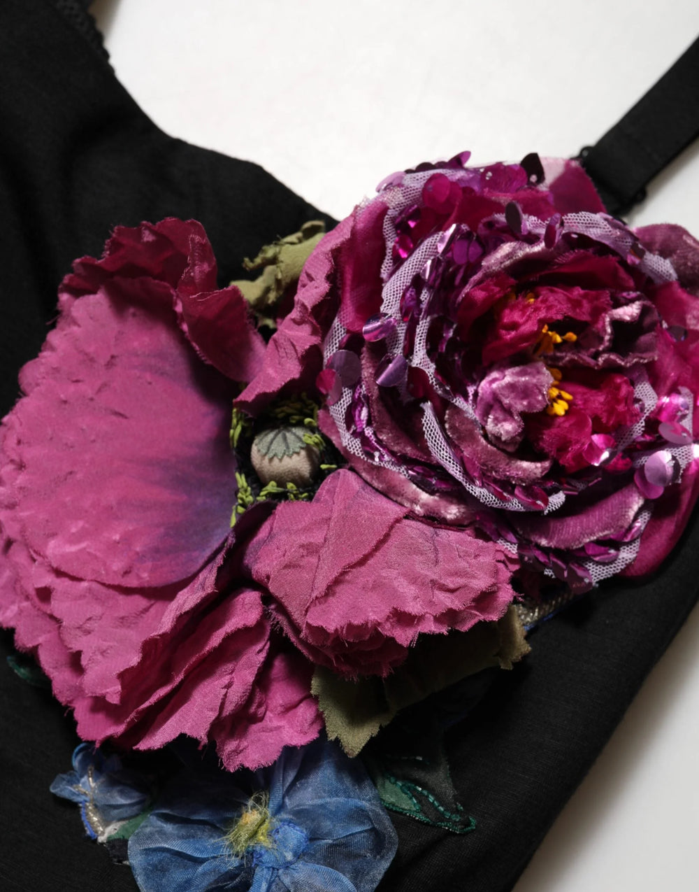 Dolce & Gabbana Black Flower Applqies Bodycon Sheath Dress - IT40|S - Dresses