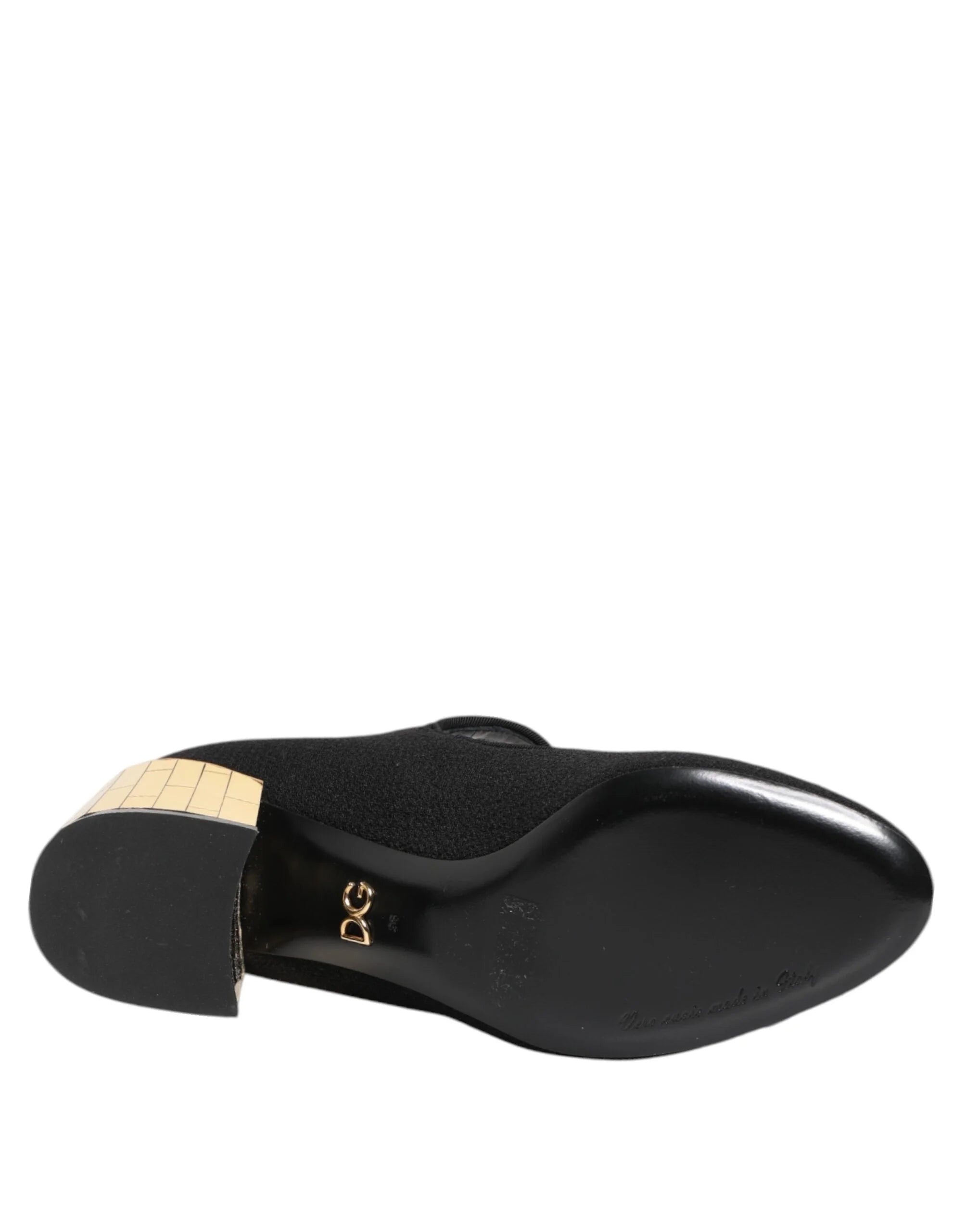 Dolce & Gabbana Black Flower Crystal Embellished Mary Jane Shoes - EU36/US5.5