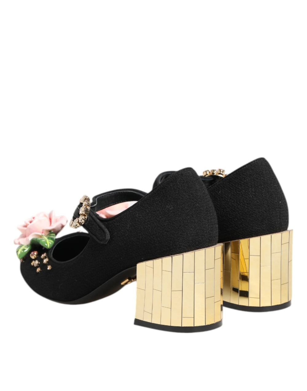 Dolce & Gabbana Black Flower Crystal Embellished Mary Jane Shoes - EU36/US5.5