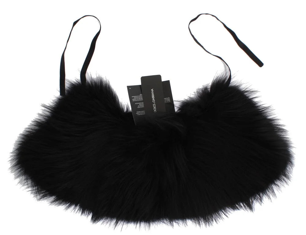 Dolce & Gabbana Black Fox Fur Collar Scarf - Scarves & Shawls