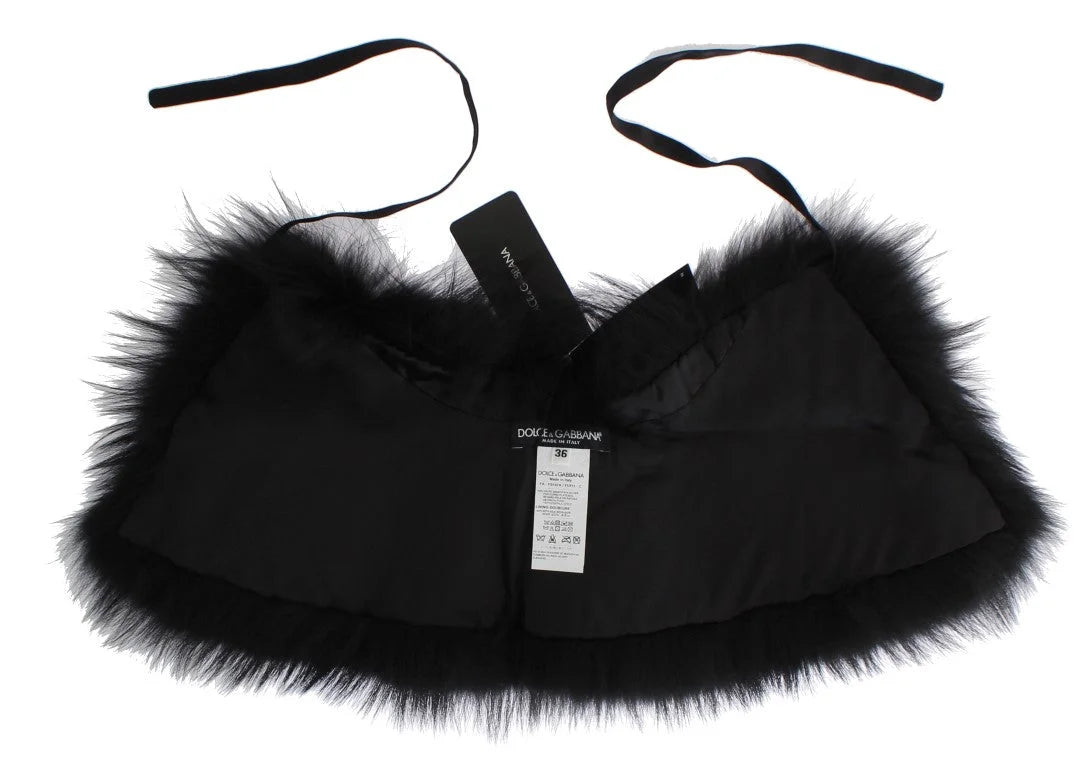 Dolce & Gabbana Black Fox Fur Collar Scarf - Scarves & Shawls