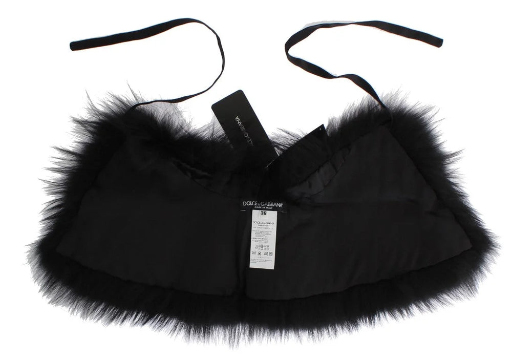 Dolce & Gabbana Black Fox Fur Collar Scarf - Scarves & Shawls