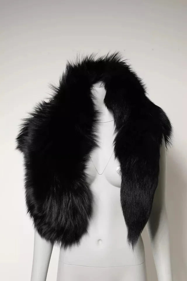 Dolce & Gabbana Black Fox Fur Neck Wrap Warmer Winter Scarf - Scarves & Shawls