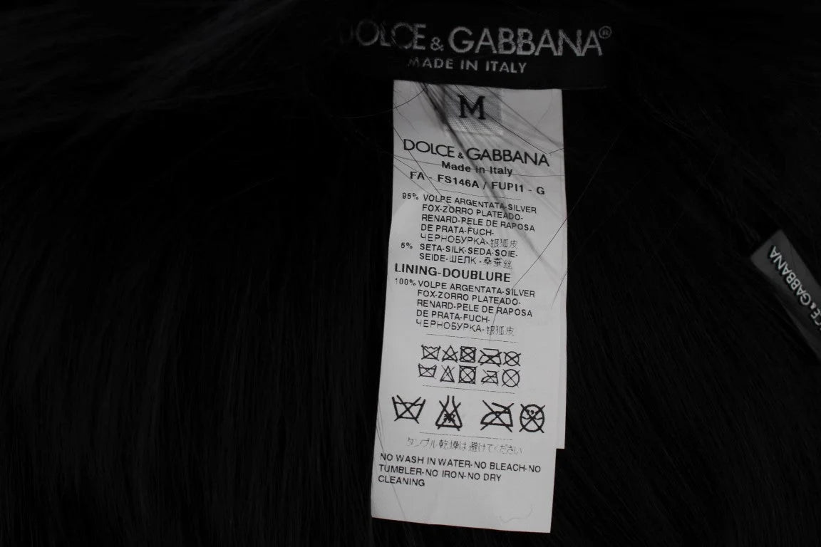 Dolce & Gabbana Black Fox Fur Shoulder Wrap Cover Collar Scarf - Scarves & Shawls