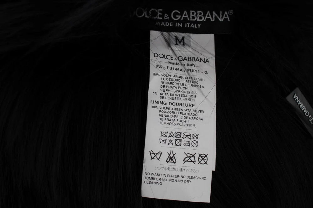 Dolce & Gabbana Black Fox Fur Shoulder Wrap Cover Collar Scarf - Scarves & Shawls