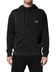 Dolce & Gabbana Black Full Zip Hooded Men Sweatshirt Sweater - IT52 | L