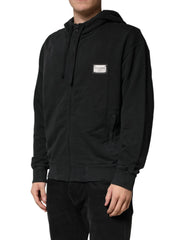 Dolce & Gabbana Black Full Zip Hooded Men Sweatshirt Sweater - IT52 | L