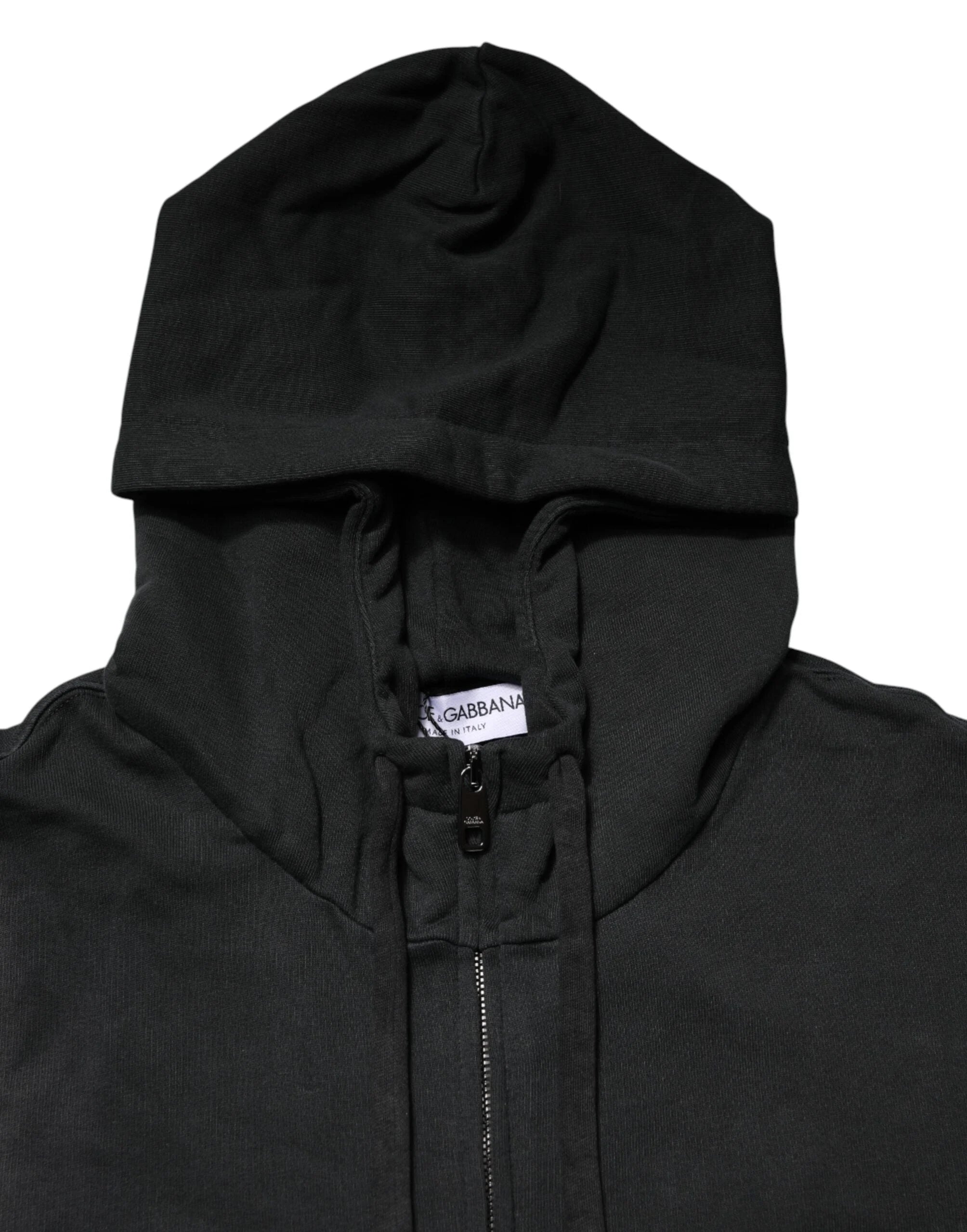 Dolce & Gabbana Black Full Zip Hooded Men Sweatshirt Sweater - IT52 | L