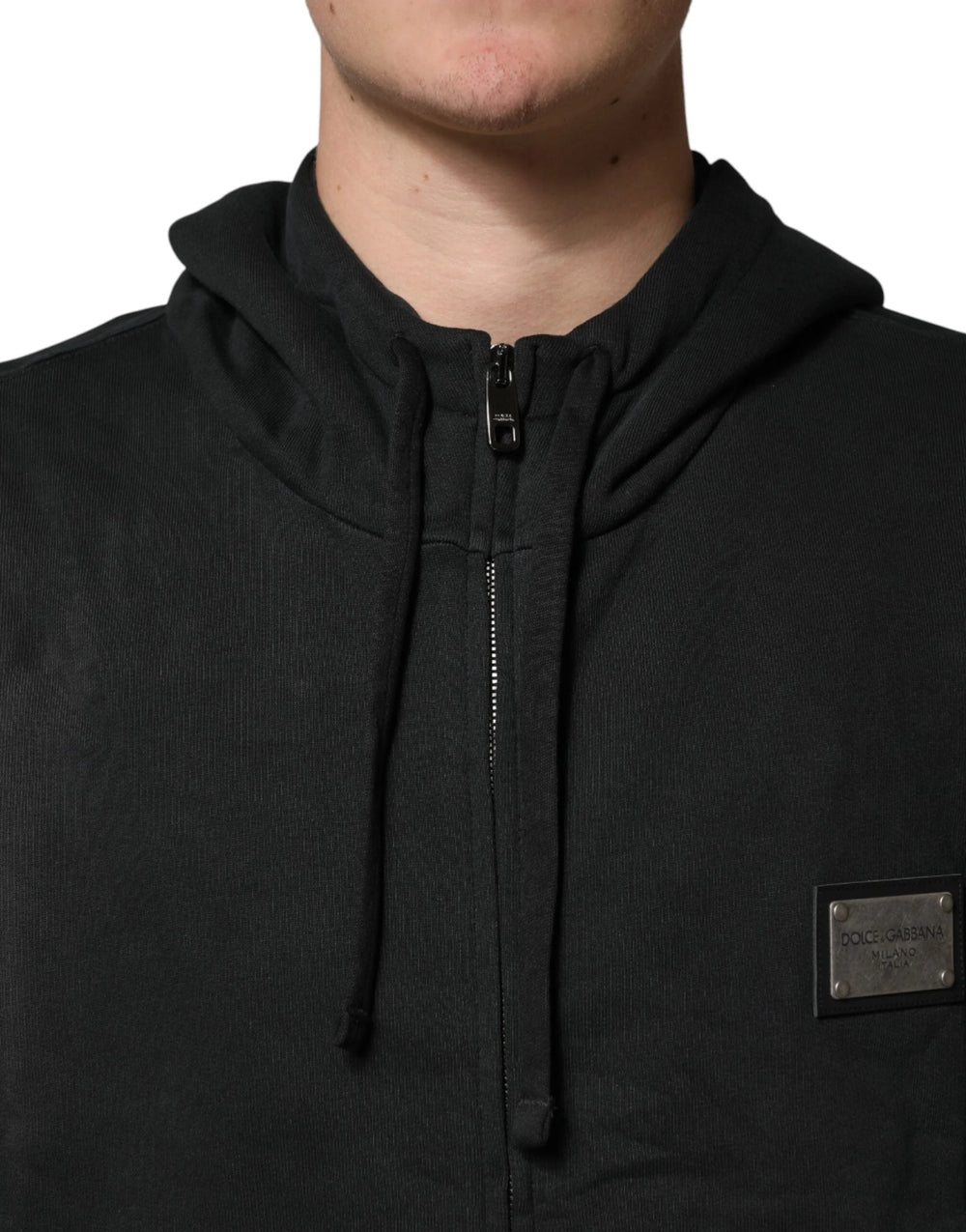 Dolce & Gabbana Black Full Zip Hooded Men Sweatshirt Sweater - IT52 | L