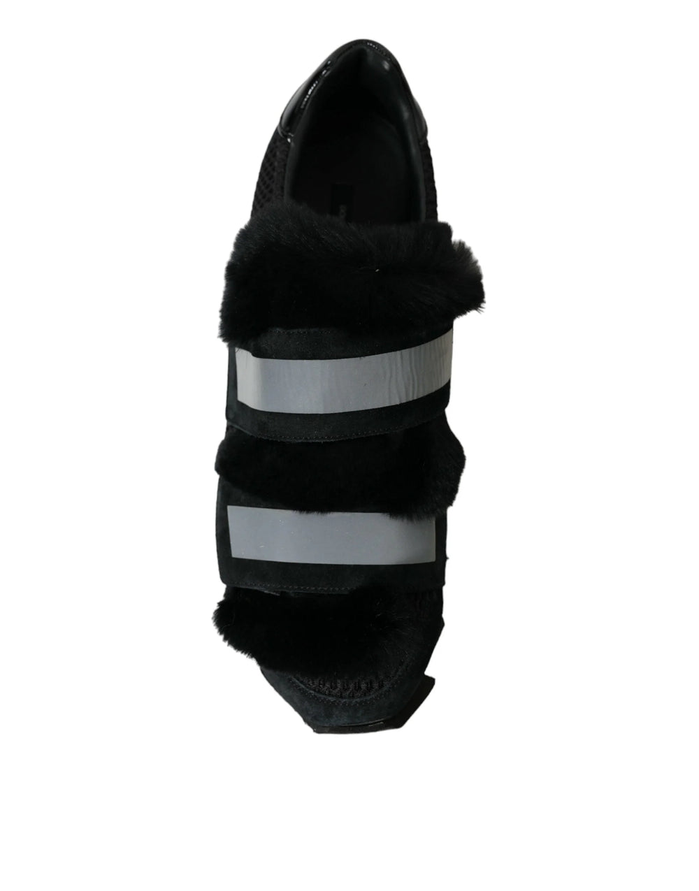 Dolce & Gabbana Black Fur Embellished Suede Sneakers Shoes - EU44/US11 - Sneakers