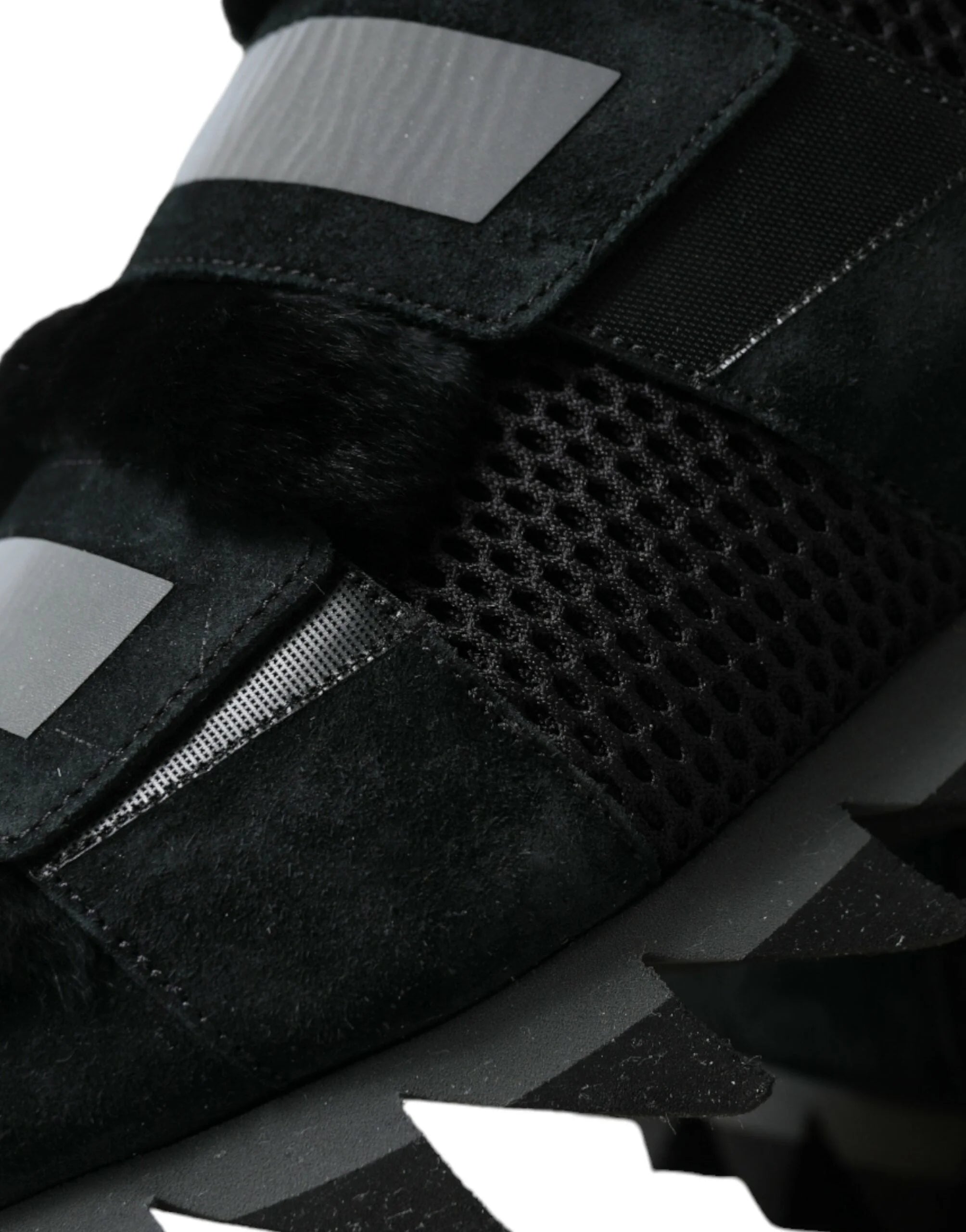 Dolce & Gabbana Black Fur Embellished Suede Sneakers Shoes - EU44/US11 - Sneakers