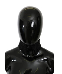 Dolce & Gabbana Black Fur Neck Collar Wrap Lambskin Scarf - Scarves & Shawls