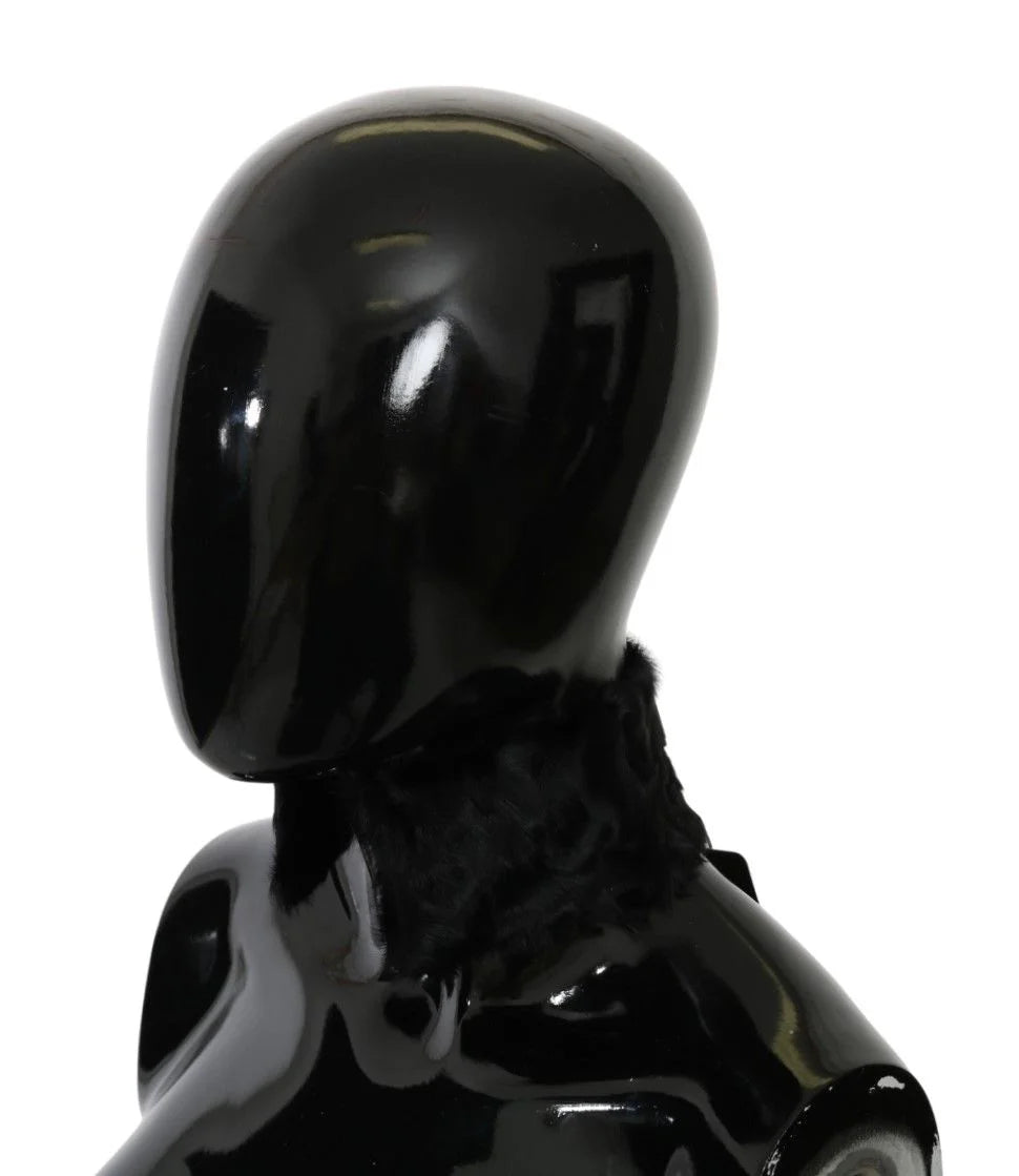 Dolce & Gabbana Black Fur Neck Collar Wrap Lambskin Scarf - Scarves & Shawls