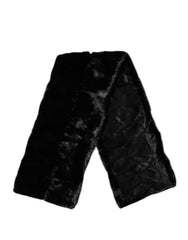 Dolce & Gabbana Black Fur Shawl Neck Wrap Cover Collar Scarf