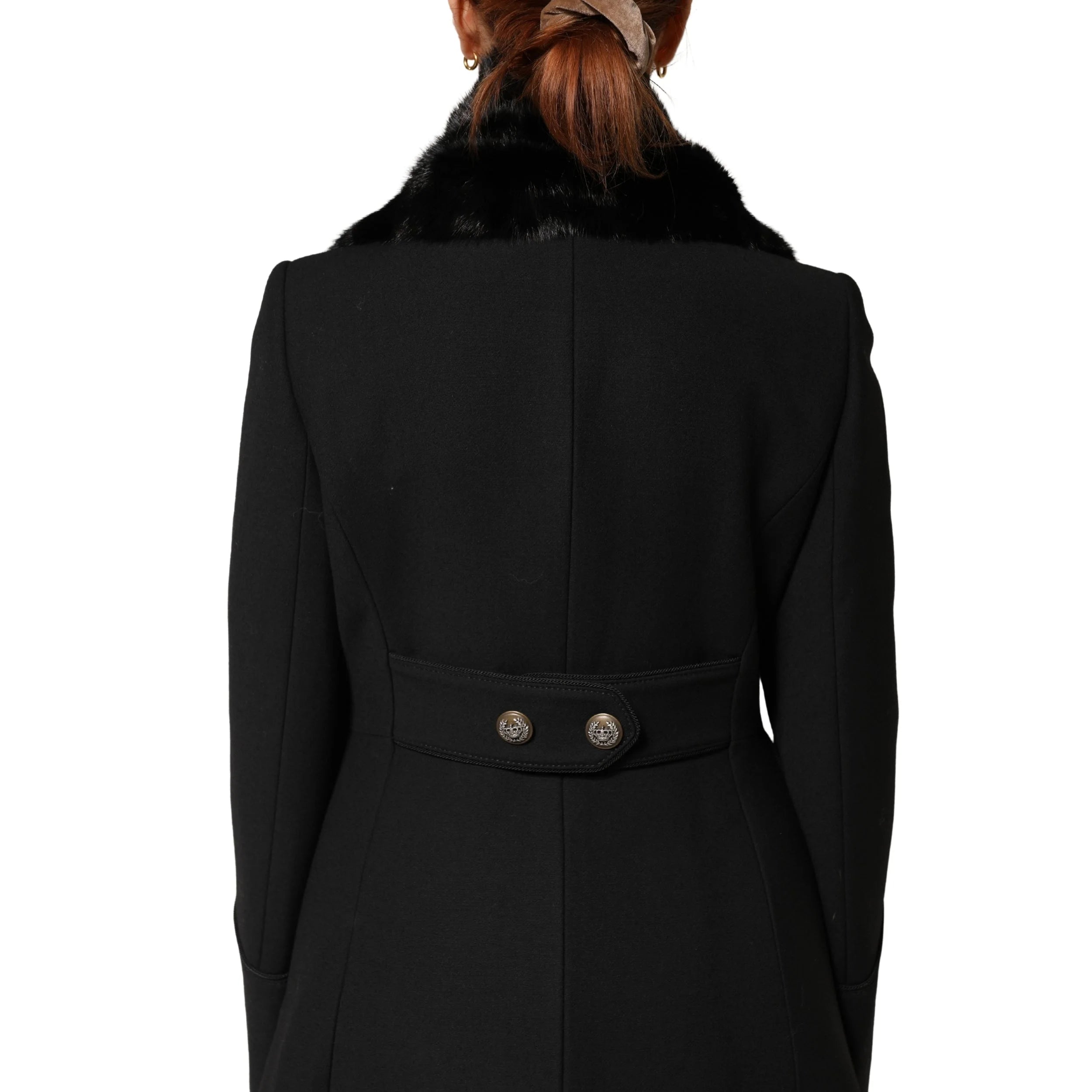 Dolce & Gabbana Black Fur Shawl Neck Wrap Cover Collar Scarf