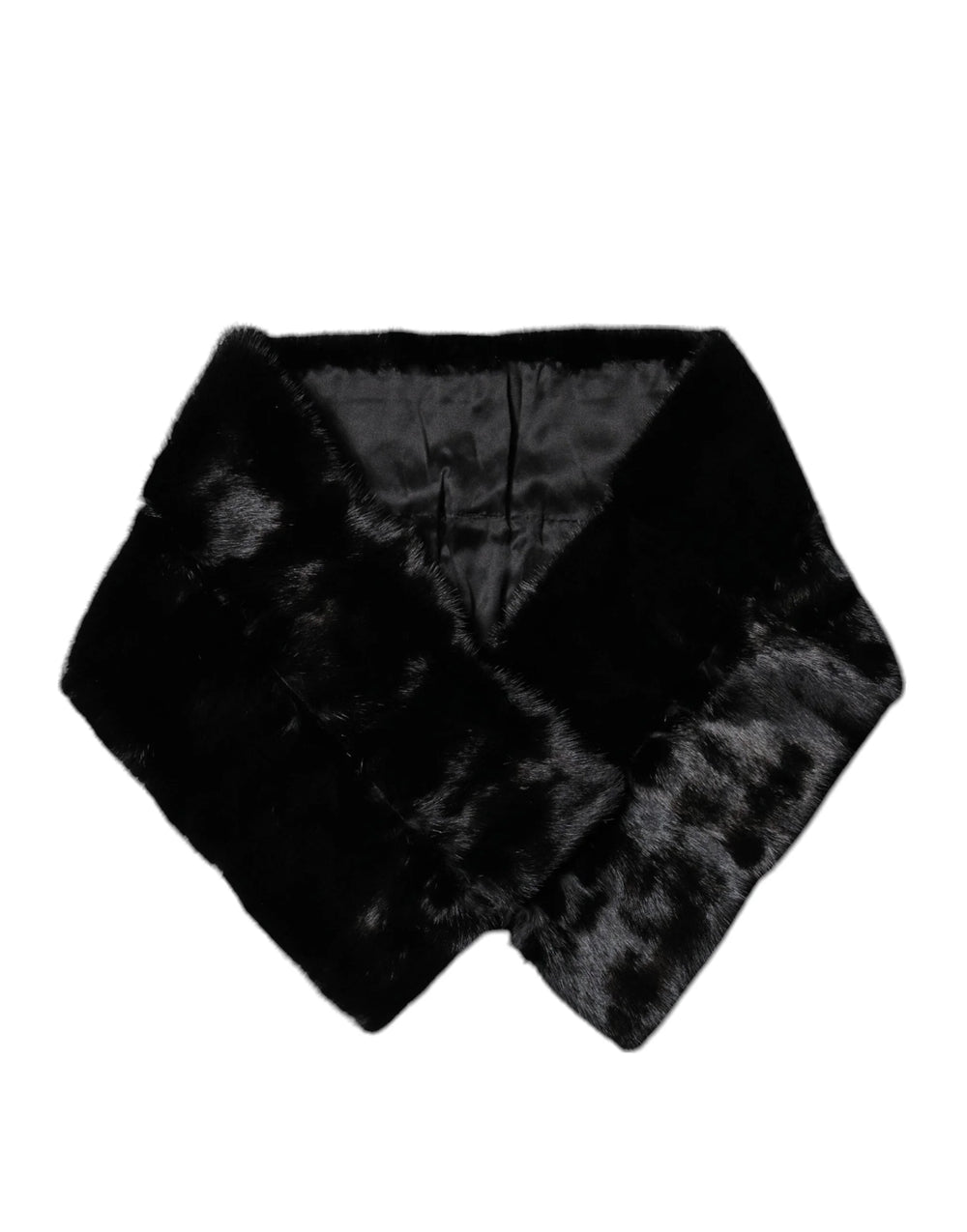 Dolce & Gabbana Black Fur Shawl Neck Wrap Cover Collar Scarf