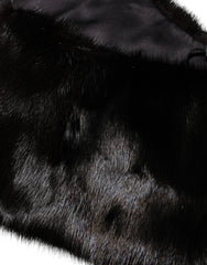 Dolce & Gabbana Black Fur Shawl Neck Wrap Cover Collar Scarf - IT40|S