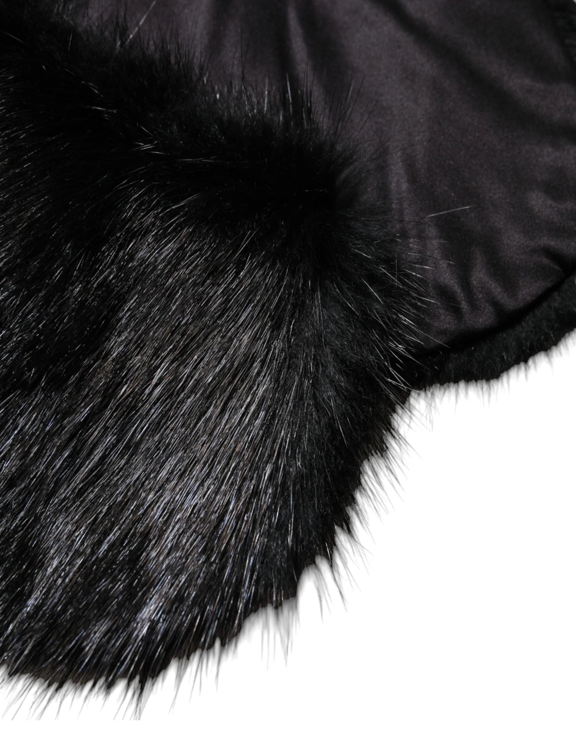 Dolce & Gabbana Black Fur Shawl Neck Wrap Cover Collar Scarf - IT40|S