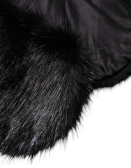 Dolce & Gabbana Black Fur Shawl Neck Wrap Cover Collar Scarf - IT40|S