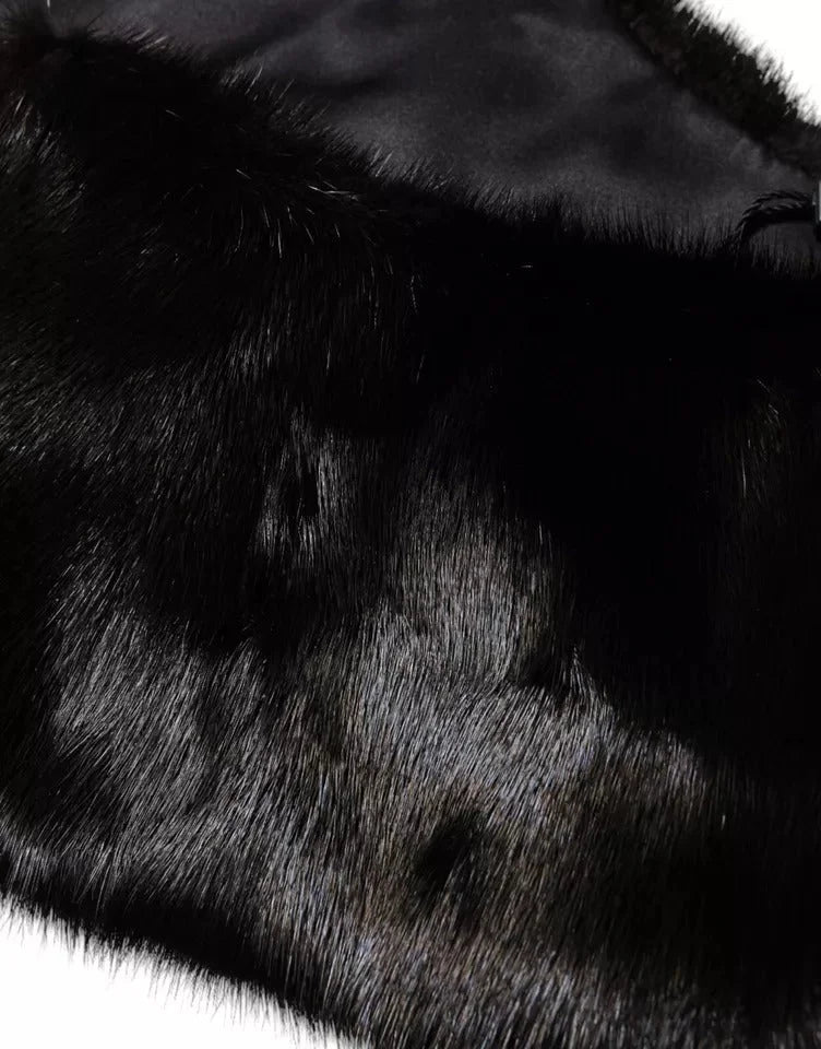 Dolce & Gabbana Black Fur Shawl Neck Wrap Cover Collar Scarf - IT40|S - Scarves & Shawls