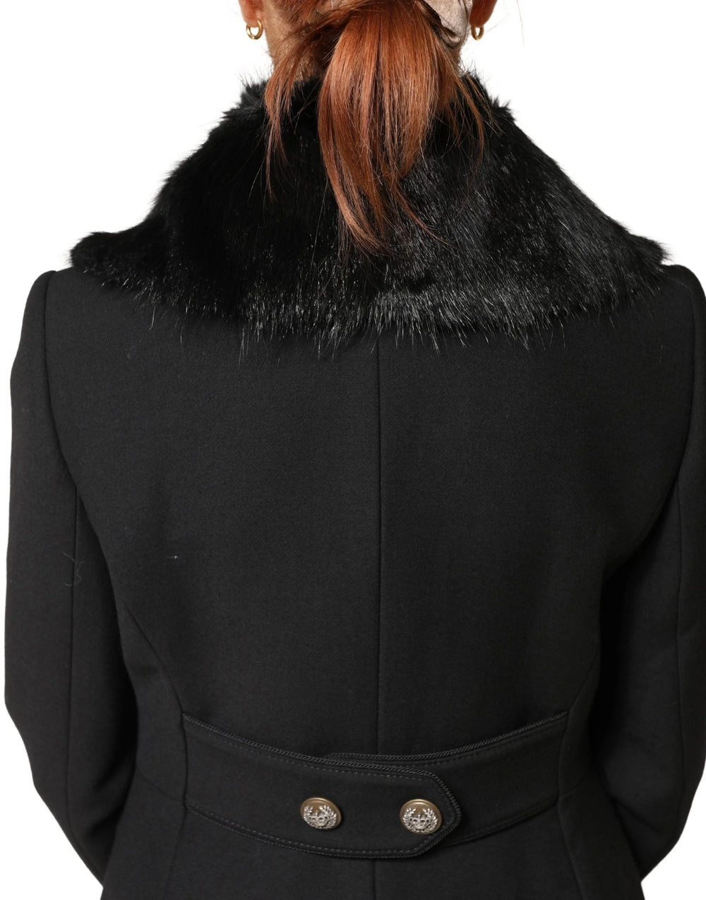 Dolce & Gabbana Black Fur Shawl Neck Wrap Cover Collar Scarf - IT40|S
