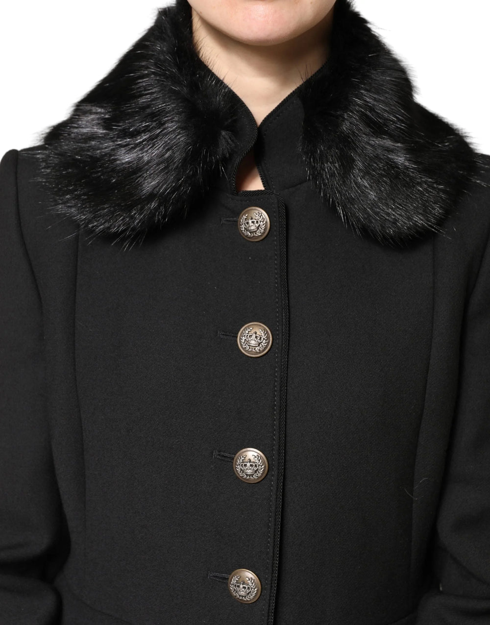Dolce & Gabbana Black Fur Shawl Neck Wrap Cover Collar Scarf - IT40|S