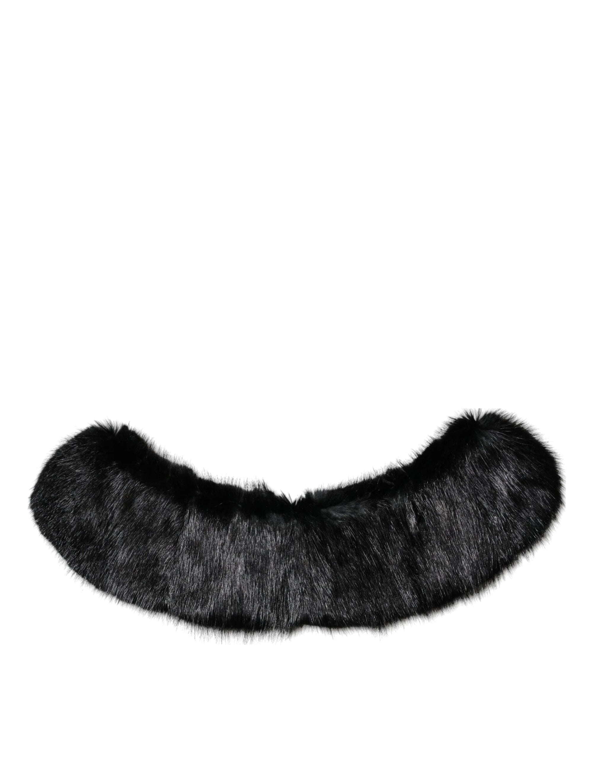 Dolce & Gabbana Black Fur Shawl Neck Wrap Cover Collar Scarf - IT40|S