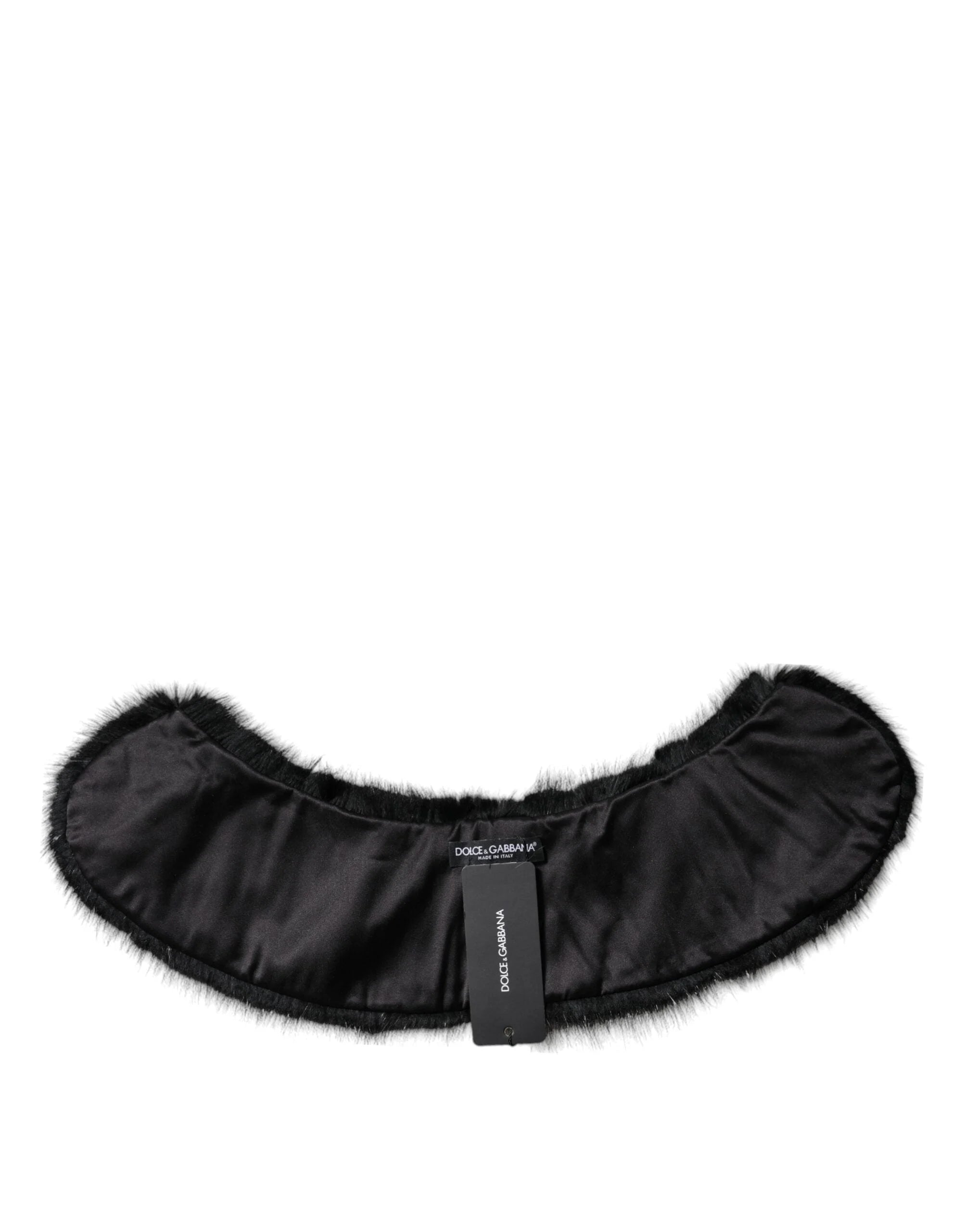 Dolce & Gabbana Black Fur Shawl Neck Wrap Cover Collar Scarf - IT40|S