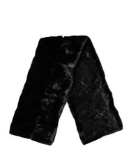 Dolce & Gabbana Black Fur Shawl Neck Wrap Cover Collar Scarf - Scarves & Shawls