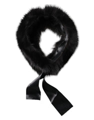 Dolce & Gabbana Black Fur Shoulder Collar Wrap Shawl Scarf - Scarves & Shawls