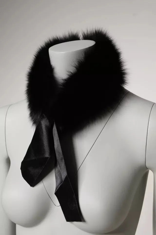Dolce & Gabbana Black Fur Shoulder Collar Wrap Shawl Scarf - Scarves & Shawls