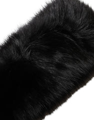 Dolce & Gabbana Black Fur Shoulder Collar Wrap Shawl Scarf - Scarves & Shawls