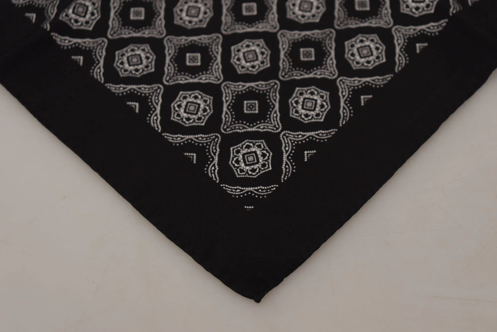 Dolce & Gabbana Black Geometric Patterned Square Handkerchief Scarf - Handkerchiefs